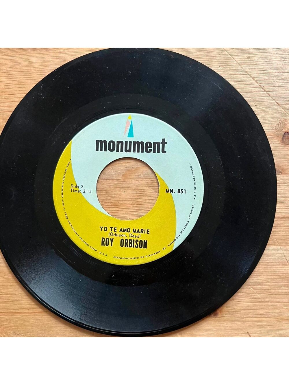 Roy Orbison - Yo te Amo Marie/Pretty Woman 45rpm VG+ R10